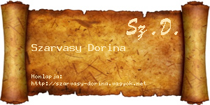 Szarvasy Dorina névjegykártya